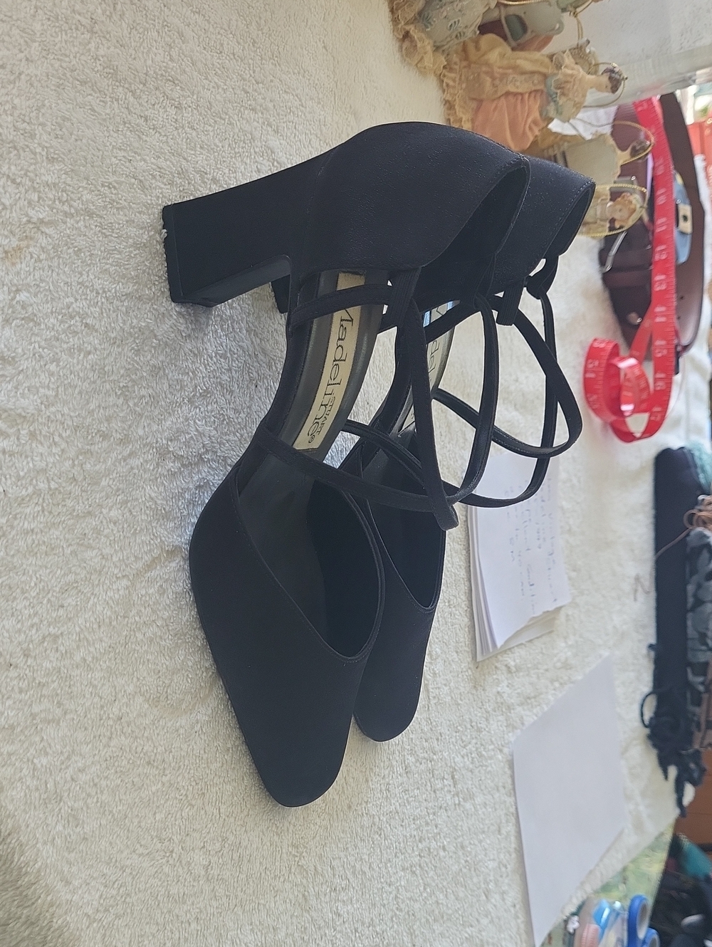 Madeline Stuart Black Strappy Block Heel Dress Shoes